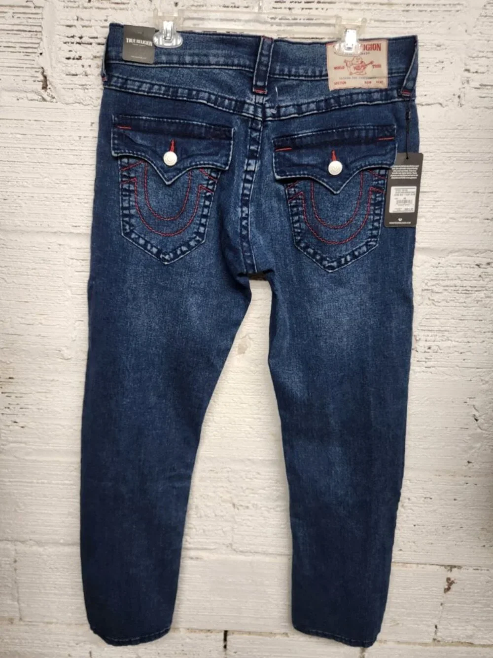 NWT True Religion GENO Big T Flap Slim Relaxed Jeans Men's 34x32 Retail $204